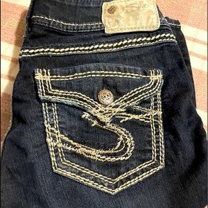 Silver crop jeans